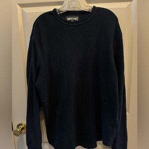 American Eagle Men's Navy Waffle Long Sleeve